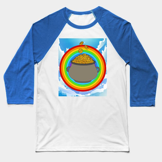 Rainbow With Boiler Pot Full Of Gold Baseball T-Shirt by flofin